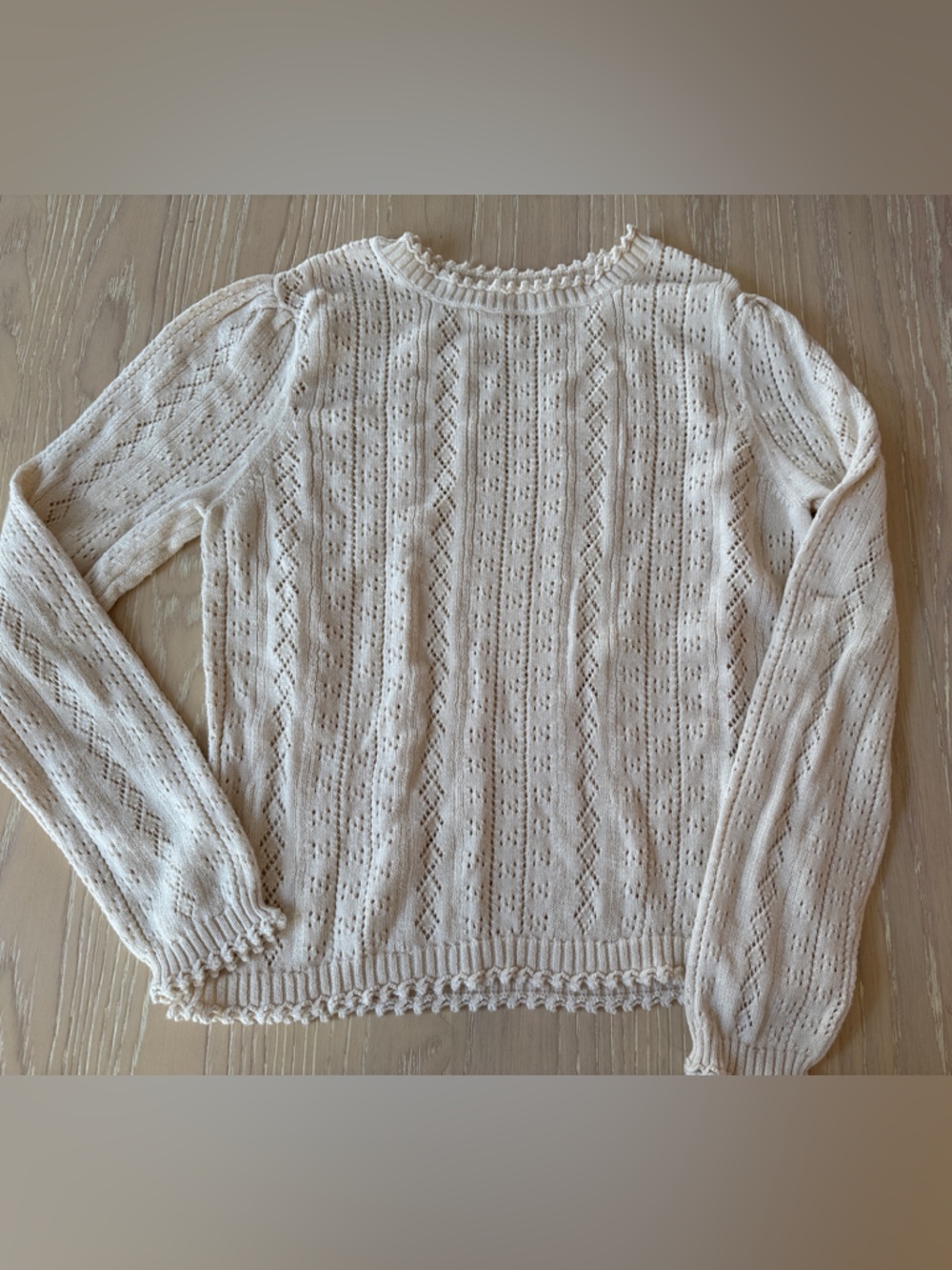 Women's Cream Eyelet Crewneck Sweater